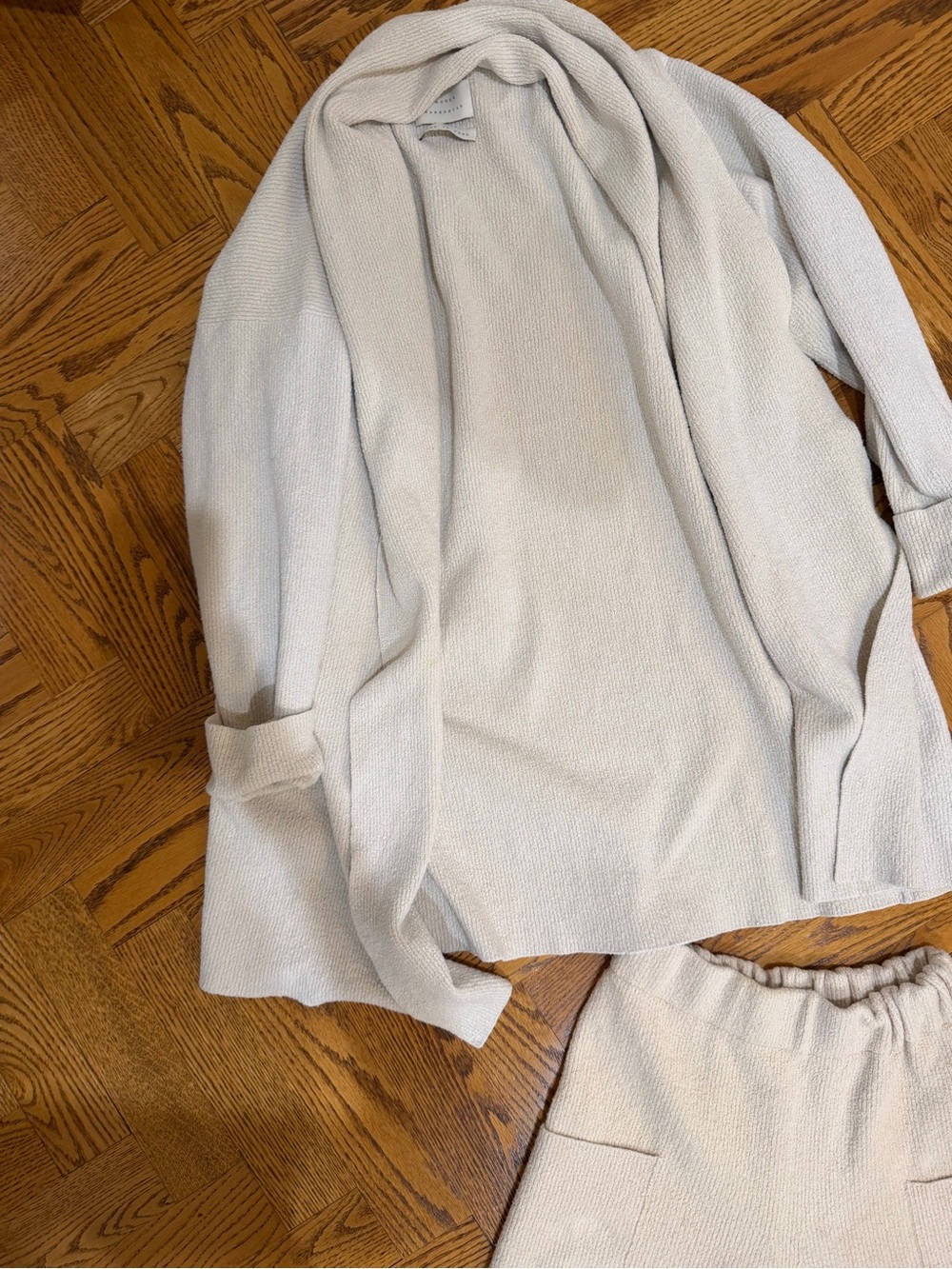 Lauren Manoogian Biege-Front Knit Women's Cardigan Sweater and matching pant
